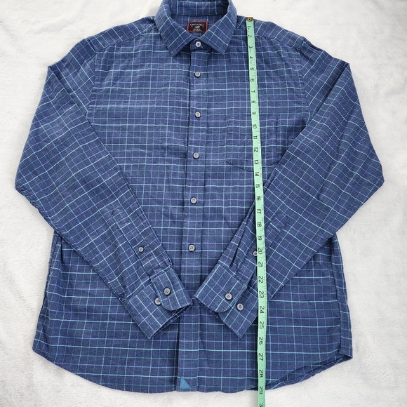 UNTUCKit Men's Blue Slim Fit Grid Checkered Flannel Cotton Button Down Shirt Lrg - Picture 7 of 8